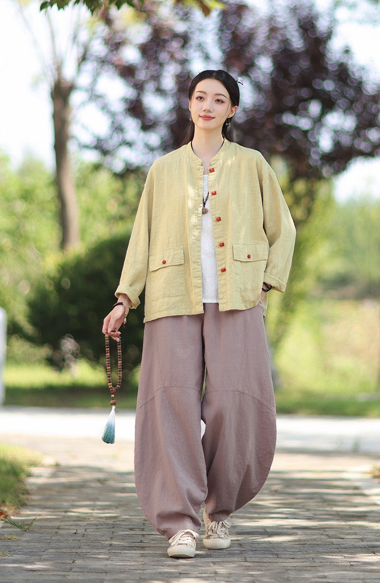 Tao One Tech™ • Zen Meditation Pants • Tai Chi Pants • Tech Pockets • 16 Colours • Sizes S-L • Ramie Cotton • With Optional Plush Velvet Lining • Gender Neutral