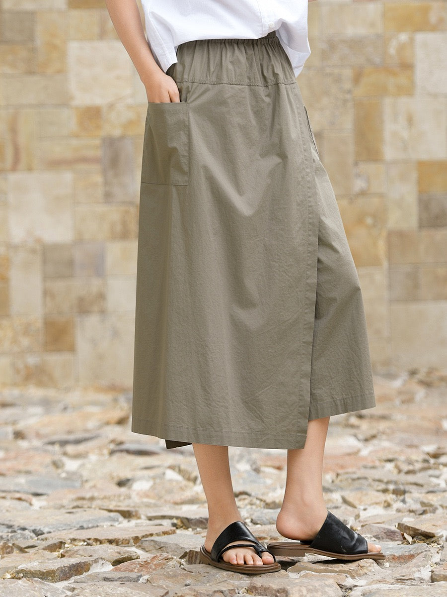 Tao One Tech™ • Business Qigong Flow Skirt Pants • Cropped Pants • High Waist • Culottes • Tech Pockets • Pure Combed Cotton • Silky Tencel Lyocell Texture • Sizes M-XXL
