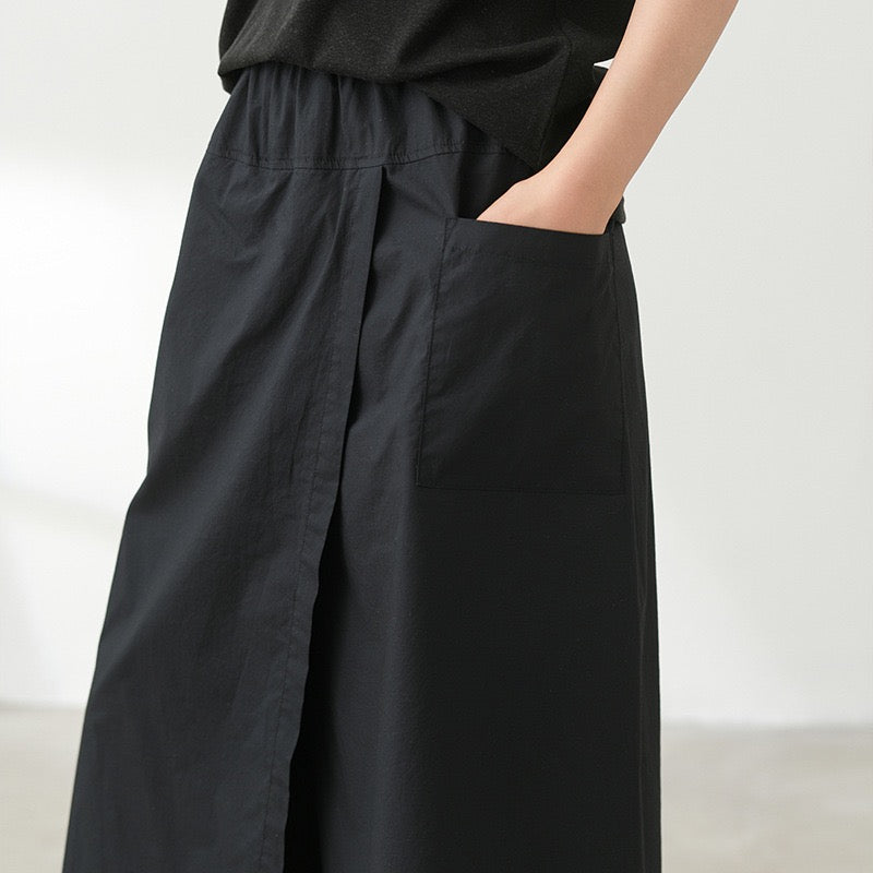 Tao One Tech™ • Business Qigong Flow Skirt Pants • Cropped Pants • High Waist • Culottes • Tech Pockets • Pure Combed Cotton • Silky Tencel Lyocell Texture • Sizes M-XXL