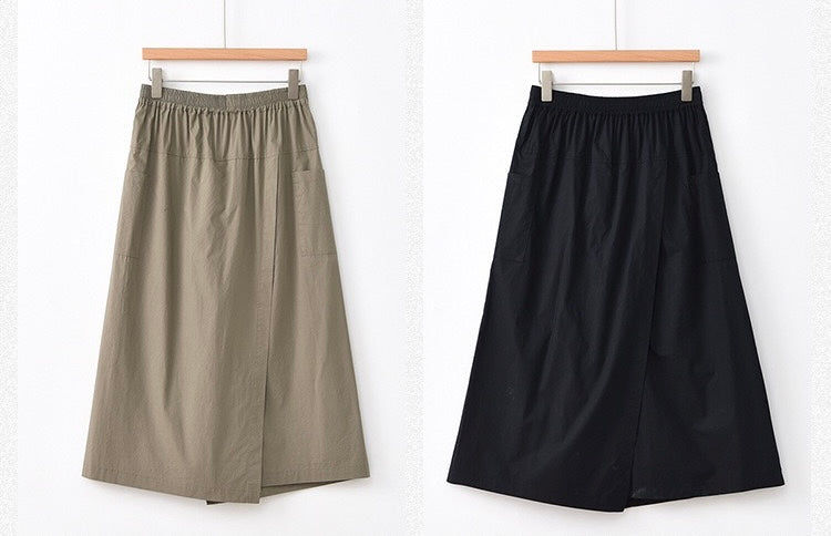 Tao One Tech™ • Business Qigong Flow Skirt Pants • Cropped Pants • High Waist • Culottes • Tech Pockets • Pure Combed Cotton • Silky Tencel Lyocell Texture • Sizes M-XXL