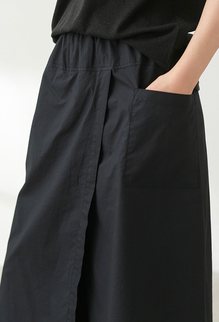 Tao One Tech™ • Business Qigong Flow Skirt Pants • Cropped Pants • High Waist • Culottes • Tech Pockets • Pure Combed Cotton • Silky Tencel Lyocell Texture • Sizes M-XXL