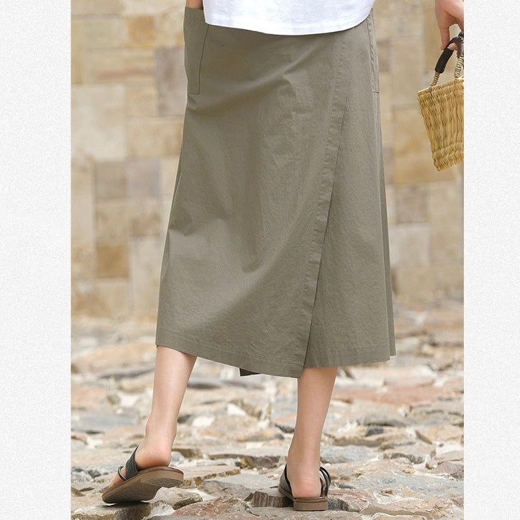 Tao One Tech™ • Business Qigong Flow Skirt Pants • Cropped Pants • High Waist • Culottes • Tech Pockets • Pure Combed Cotton • Silky Tencel Lyocell Texture • Sizes M-XXL