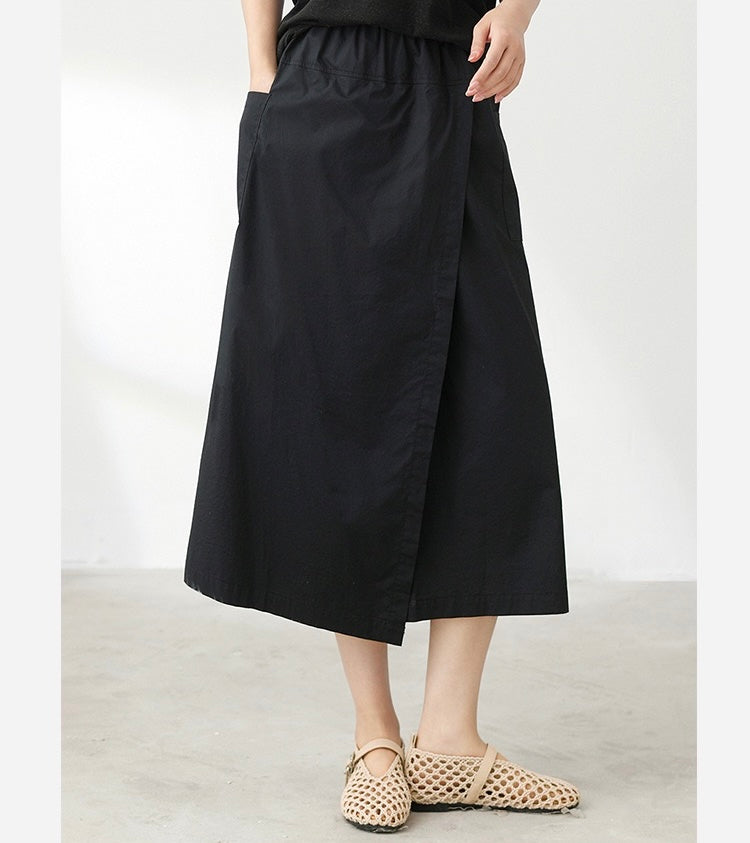Tao One Tech™ • Business Qigong Flow Skirt Pants • Cropped Pants • High Waist • Culottes • Tech Pockets • Pure Combed Cotton • Silky Tencel Lyocell Texture • Sizes M-XXL