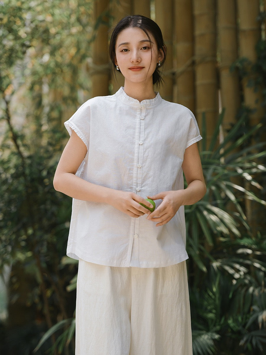 Tao One Tech™ • Business Qigong Flow Shirt • Short-Sleeve • Cotton Linen • Sizes M-XXL