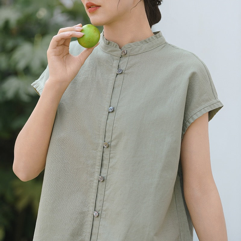 Tao One Tech™ • Business Qigong Flow Shirt • Short-Sleeve • Cotton Linen • Sizes M-XXL