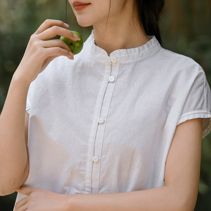 Tao One Tech™ • Business Qigong Flow Shirt • Short-Sleeve • Cotton Linen • Sizes M-XXL