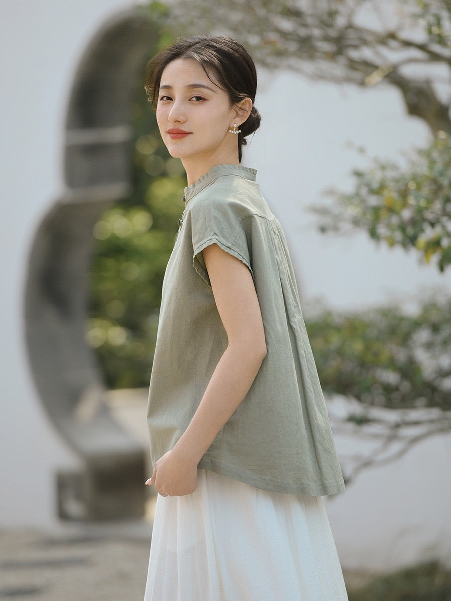Tao One Tech™ • Business Qigong Flow Shirt • Short-Sleeve • Cotton Linen • Sizes M-XXL