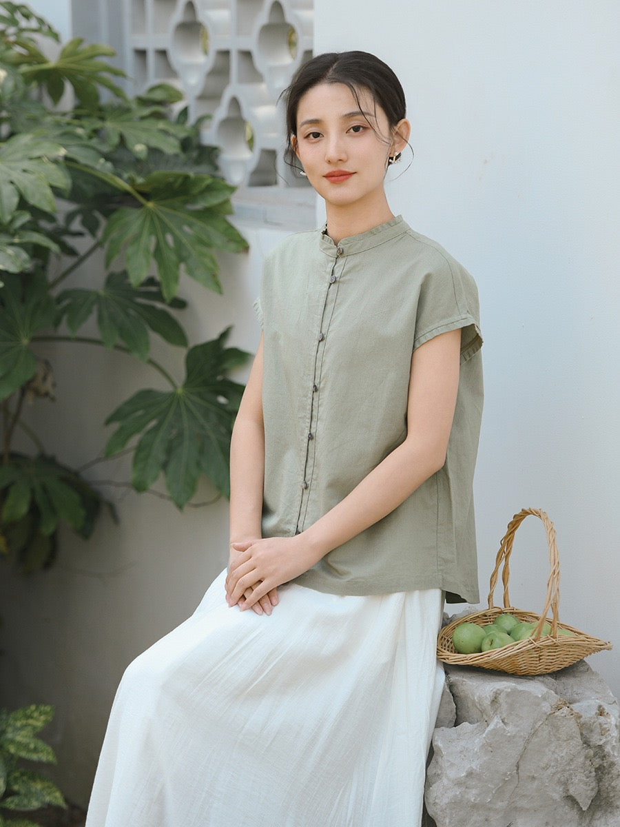 Tao One Tech™ • Business Qigong Flow Shirt • Short-Sleeve • Cotton Linen • Sizes M-XXL