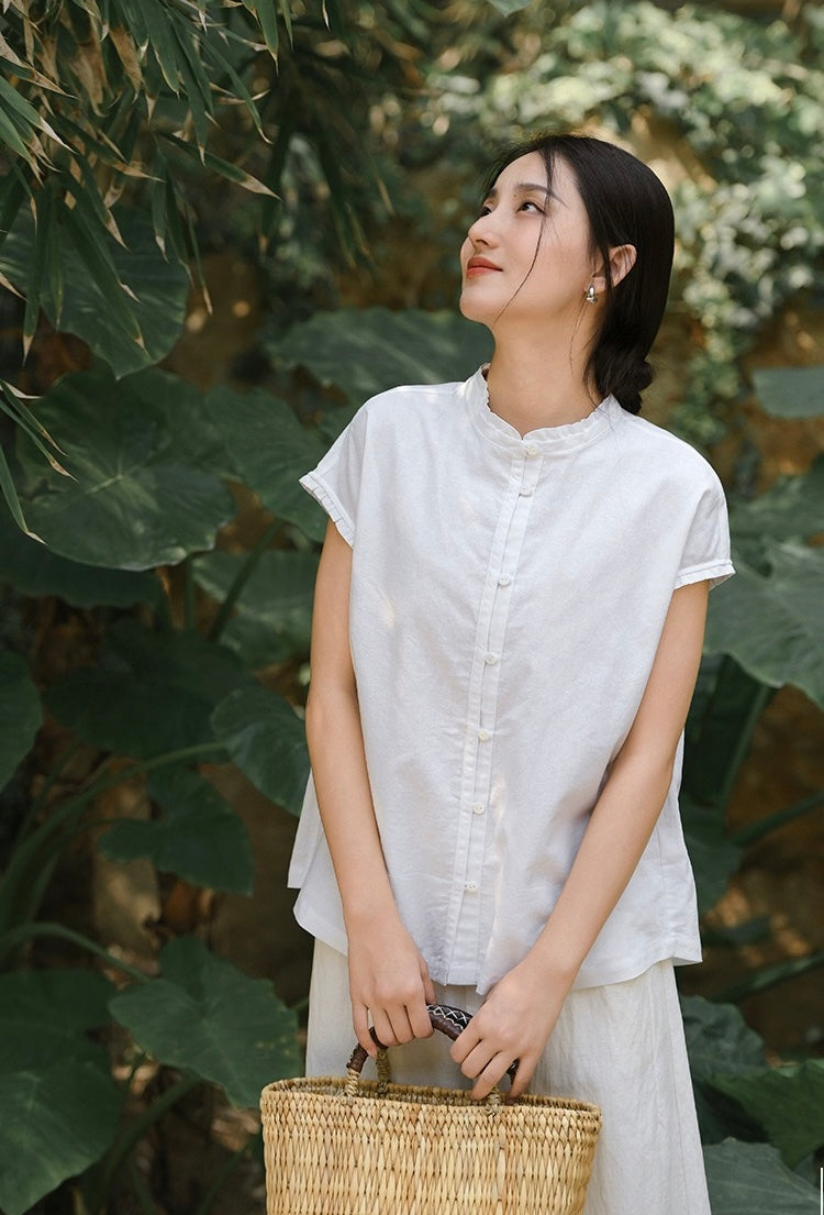 Tao One Tech™ • Business Qigong Flow Shirt • Short-Sleeve • Cotton Linen • Sizes M-XXL