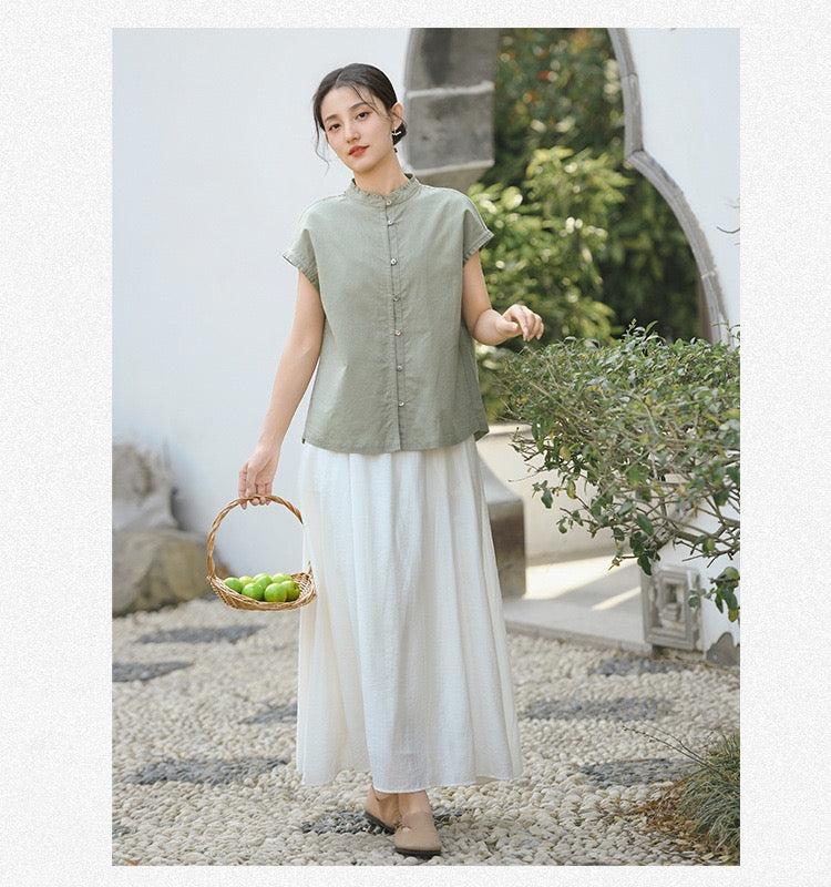 Tao One Tech™ • Business Qigong Flow Shirt • Short-Sleeve • Cotton Linen • Sizes M-XXL