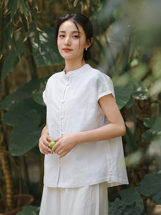 Tao One Tech™ • Business Qigong Flow Shirt • Short-Sleeve • Cotton Linen • Sizes M-XXL