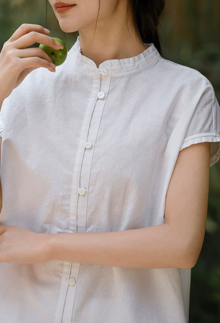 Tao One Tech™ • Business Qigong Flow Shirt • Short-Sleeve • Cotton Linen • Sizes M-XXL