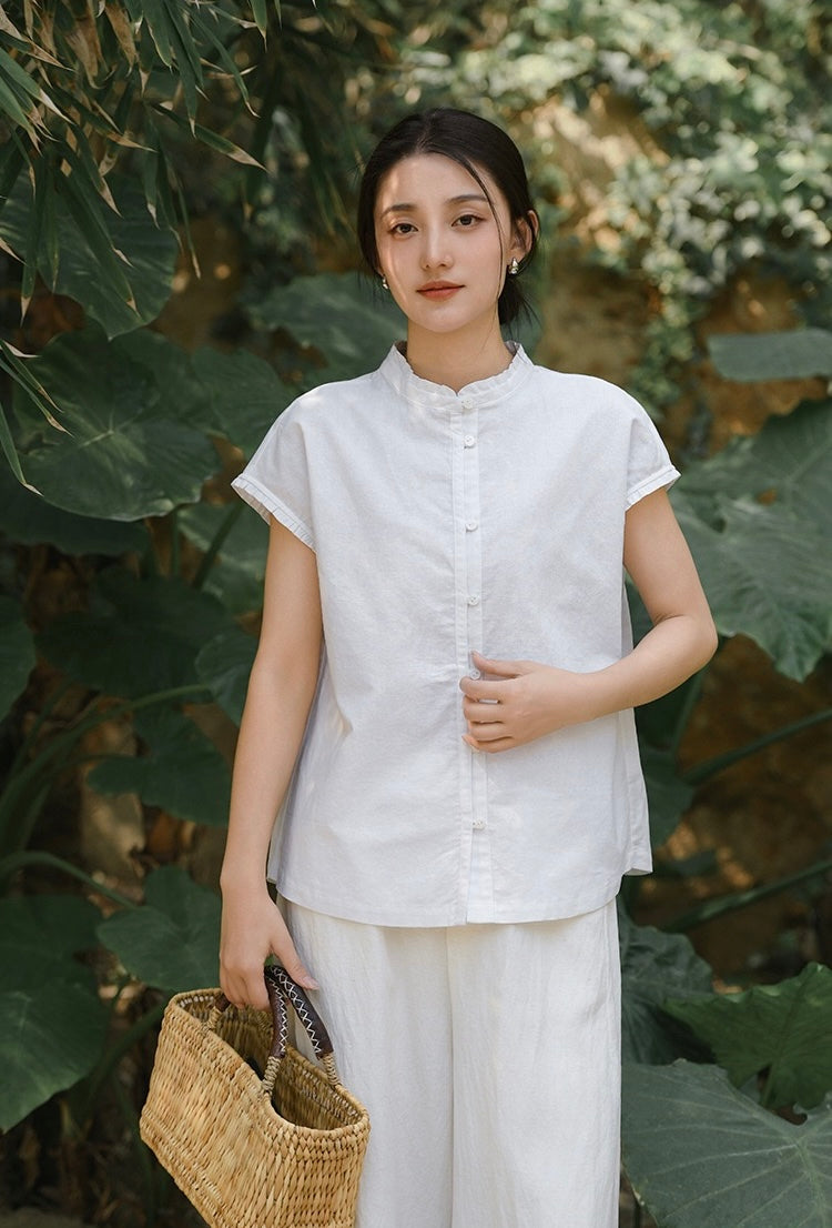 Tao One Tech™ • Business Qigong Flow Shirt • Short-Sleeve • Cotton Linen • Sizes M-XXL