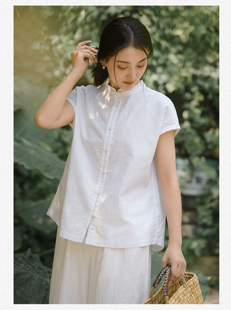 Tao One Tech™ • Business Qigong Flow Shirt • Short-Sleeve • Cotton Linen • Sizes M-XXL