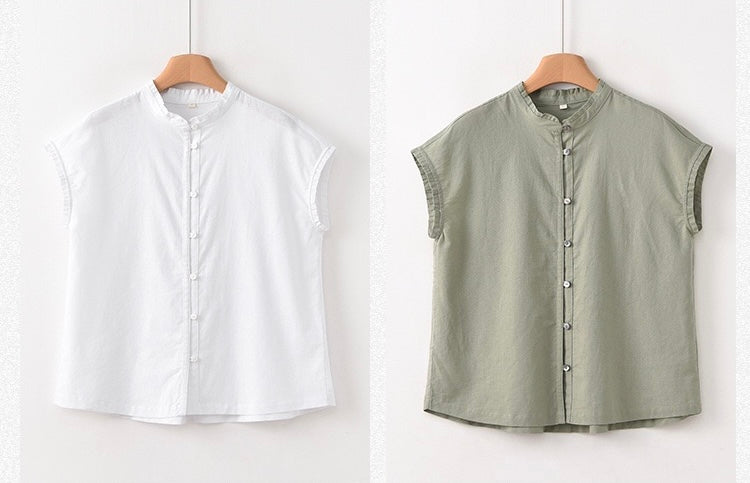 Tao One Tech™ • Business Qigong Flow Shirt • Short-Sleeve • Cotton Linen • Sizes M-XXL