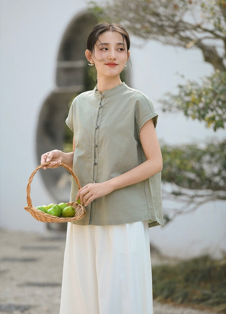 Tao One Tech™ • Business Qigong Flow Shirt • Short-Sleeve • Cotton Linen • Sizes M-XXL