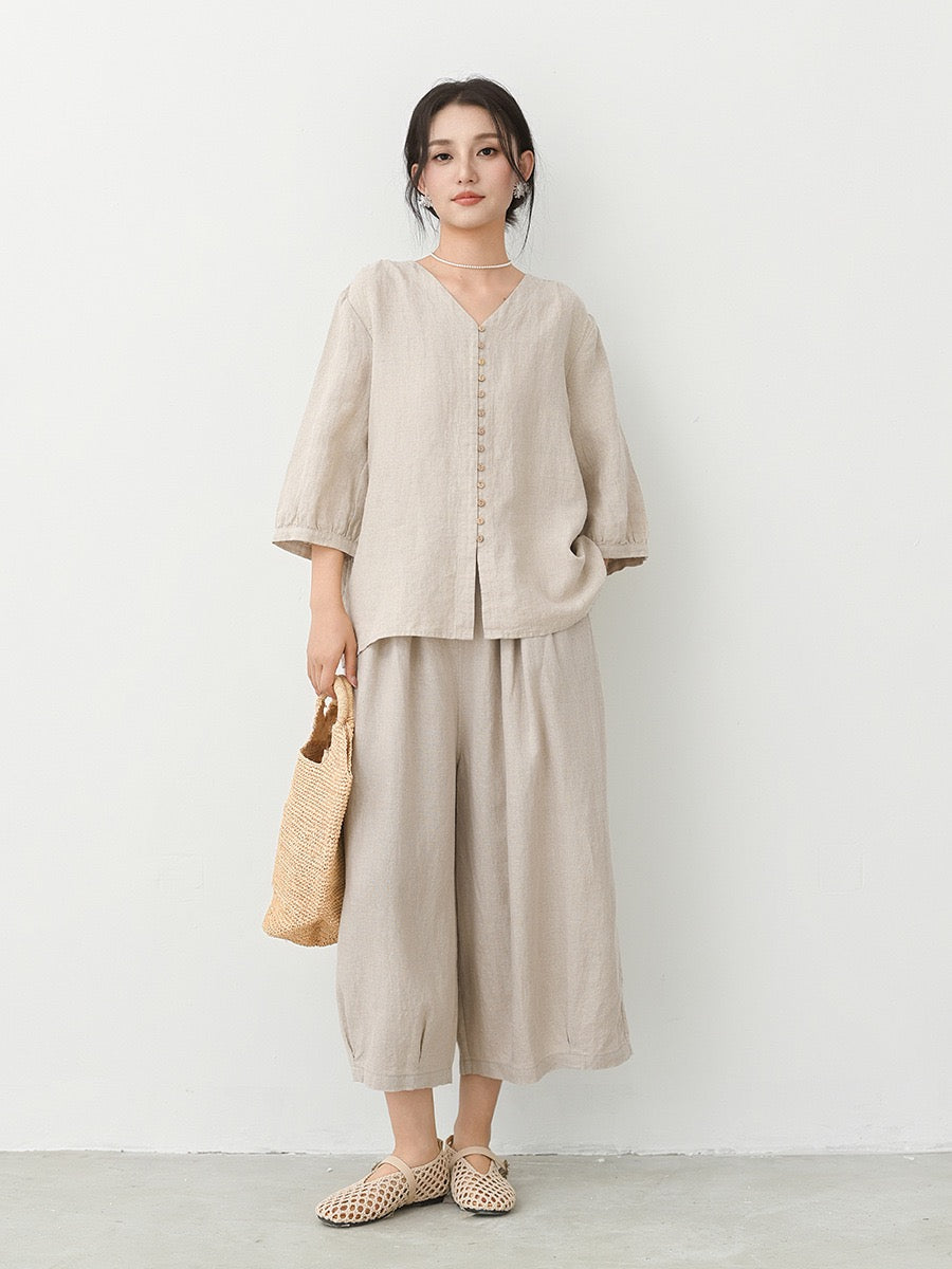 Tao One Tech™ • Zen Sunscreen Cardigan Top • Air Conditoning Shirt • Three-Quarter Lantern Sleeves • Pure Hemp • Sizes M-XXL