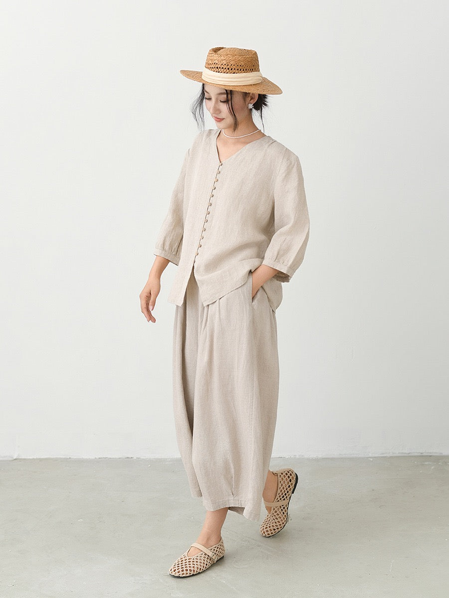 Tao One Tech™ • Zen Sunscreen Cardigan Top • Air Conditoning Shirt • Three-Quarter Lantern Sleeves • Pure Hemp • Sizes M-XXL