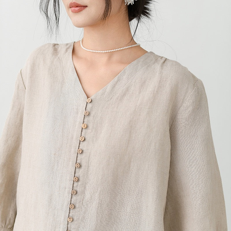 Tao One Tech™ • Zen Sunscreen Cardigan Top • Air Conditoning Shirt • Three-Quarter Lantern Sleeves • Pure Hemp • Sizes M-XXL