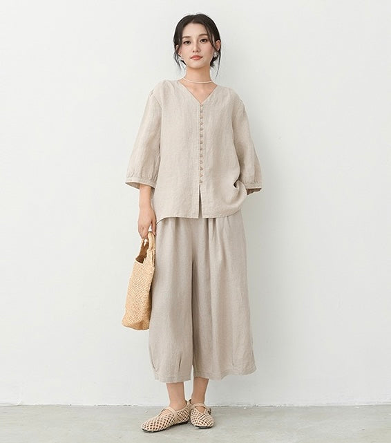 Tao One Tech™ • Zen Sunscreen Cardigan Top • Air Conditoning Shirt • Three-Quarter Lantern Sleeves • Pure Hemp • Sizes M-XXL