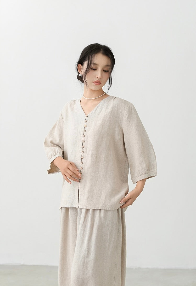 Tao One Tech™ • Zen Sunscreen Cardigan Top • Air Conditoning Shirt • Three-Quarter Lantern Sleeves • Pure Hemp • Sizes M-XXL