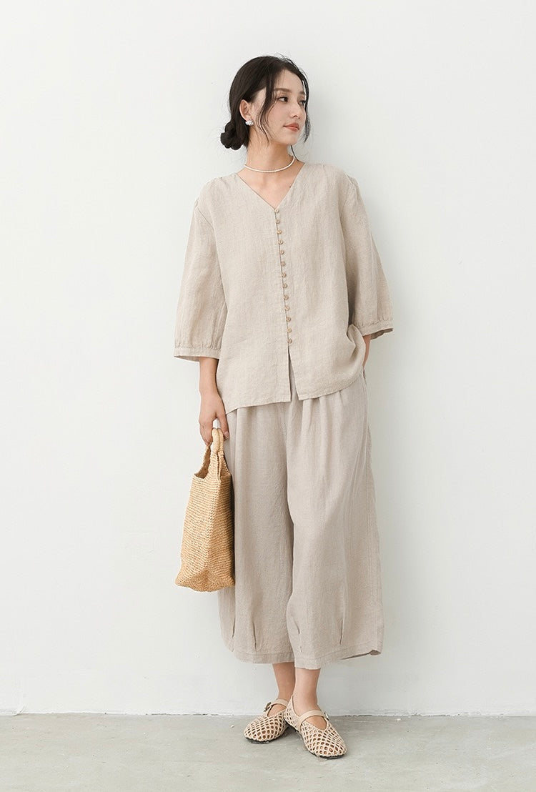 Tao One Tech™ • Zen Sunscreen Cardigan Top • Air Conditoning Shirt • Three-Quarter Lantern Sleeves • Pure Hemp • Sizes M-XXL