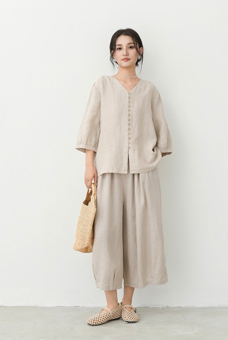 Tao One Tech™ • Zen Sunscreen Cardigan Top • Air Conditoning Shirt • Three-Quarter Lantern Sleeves • Pure Hemp • Sizes M-XXL