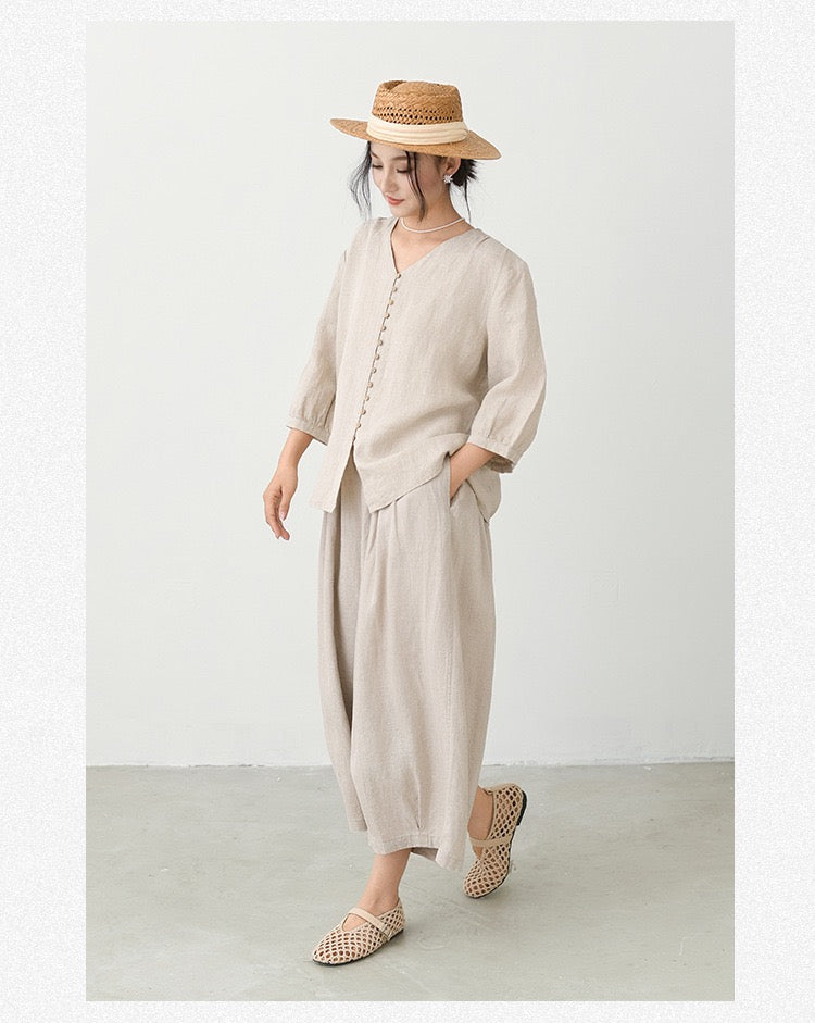 Tao One Tech™ • Zen Sunscreen Cardigan Top • Air Conditoning Shirt • Three-Quarter Lantern Sleeves • Pure Hemp • Sizes M-XXL