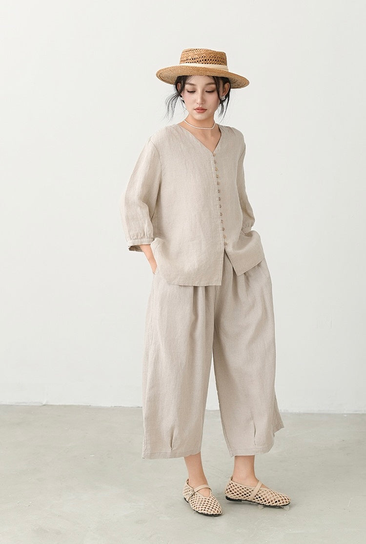 Tao One Tech™ • Zen Sunscreen Cardigan Top • Air Conditoning Shirt • Three-Quarter Lantern Sleeves • Pure Hemp • Sizes M-XXL