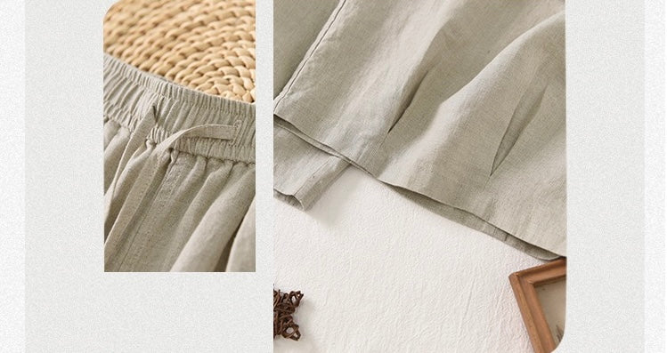 Tao One Tech™ • Zen Sunscreen Capris • 9-Point • Flowy Wide-Leg • Cropped Pants • Tech Pockets • Pure Linen • Sizes M-XXL