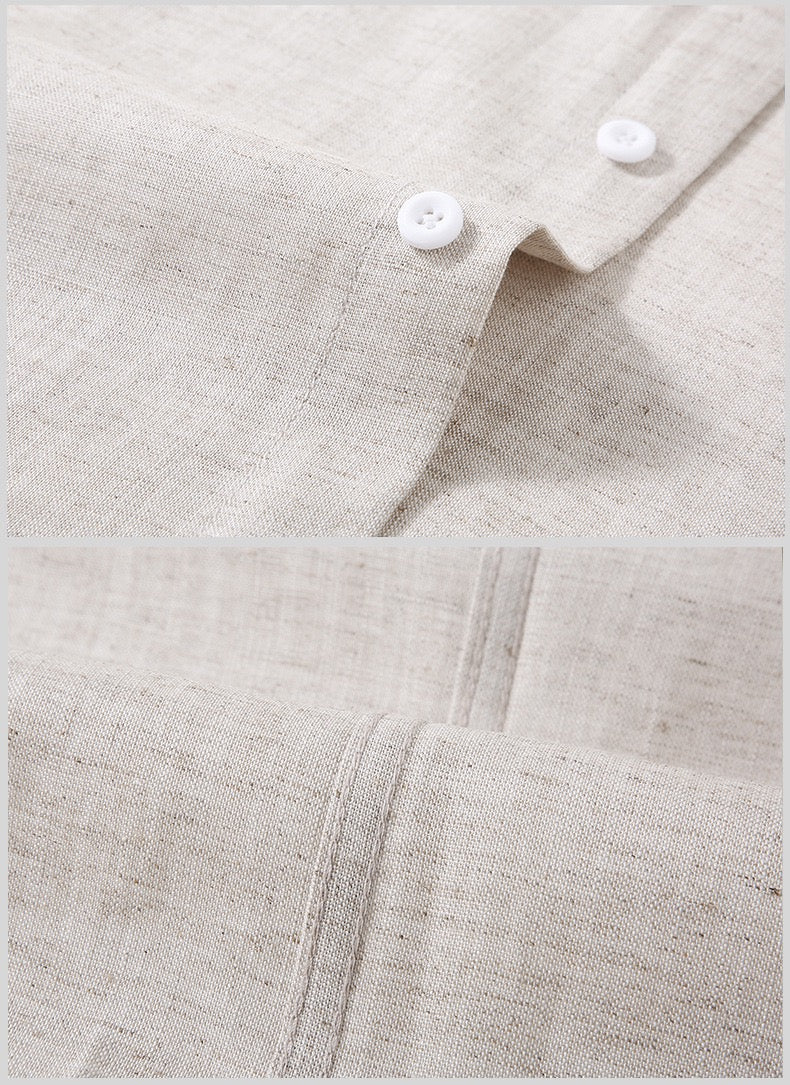 Tao One Tech™ • Yang Business Flow Suit • Long-Sleeve Dress Shirt and Pants Set • Sunscreen Layer • All Season Layering • Tech Pockets • Cooling • Tencel Lyocell Linen • Men’s Sizes M-3XL