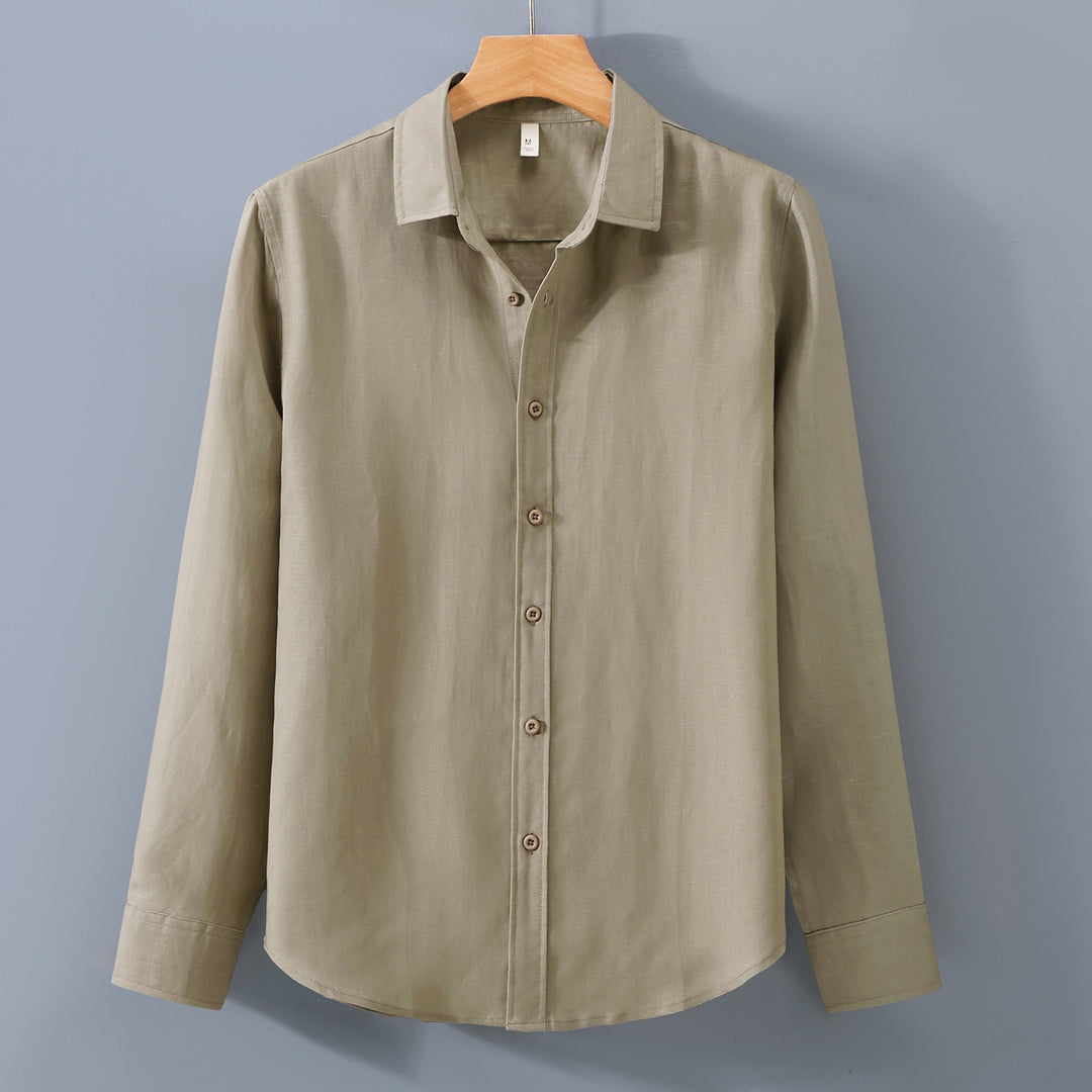 Tao One Tech™ • Yang Business Flow Long-Sleeve Dress Shirt • Sunscreen Layer • All Season Layering • Tech Pockets • Cooling • Tencel Lyocell Linen • Men’s Sizes M-3XL
