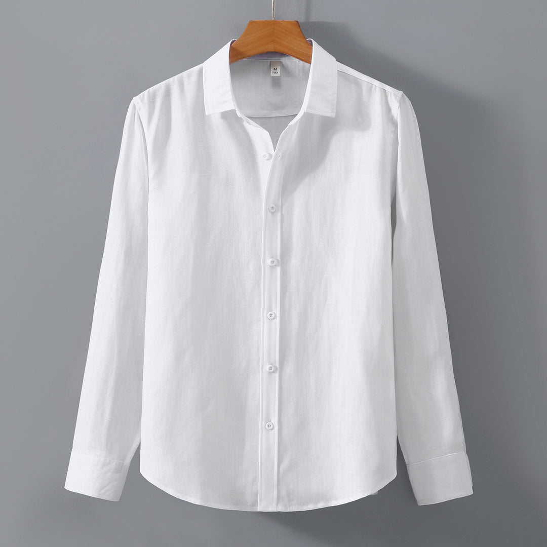Tao One Tech™ • Yang Business Flow Long-Sleeve Dress Shirt • Sunscreen Layer • All Season Layering • Tech Pockets • Cooling • Tencel Lyocell Linen • Men’s Sizes M-3XL