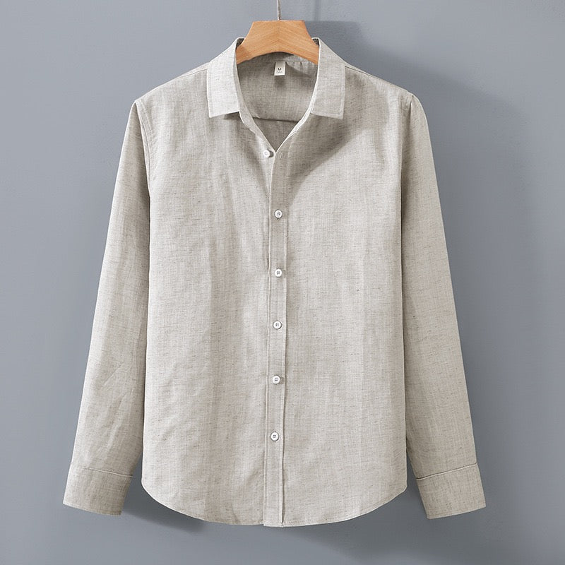 Tao One Tech™ • Yang Business Flow Long-Sleeve Dress Shirt • Sunscreen Layer • All Season Layering • Tech Pockets • Cooling • Tencel Lyocell Linen • Men’s Sizes M-3XL
