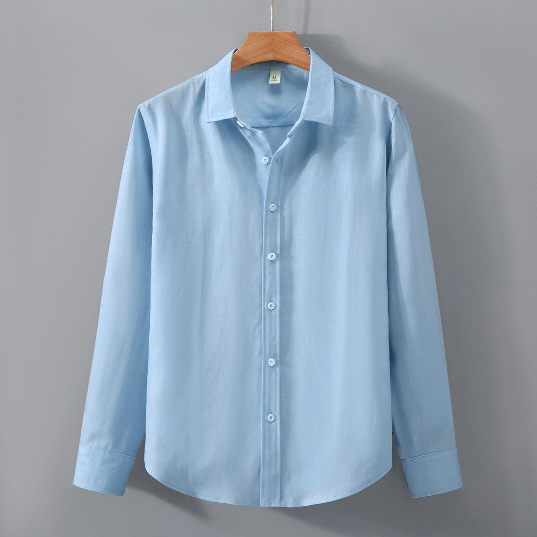 Tao One Tech™ • Yang Business Flow Long-Sleeve Dress Shirt • Sunscreen Layer • All Season Layering • Tech Pockets • Cooling • Tencel Lyocell Linen • Men’s Sizes M-3XL