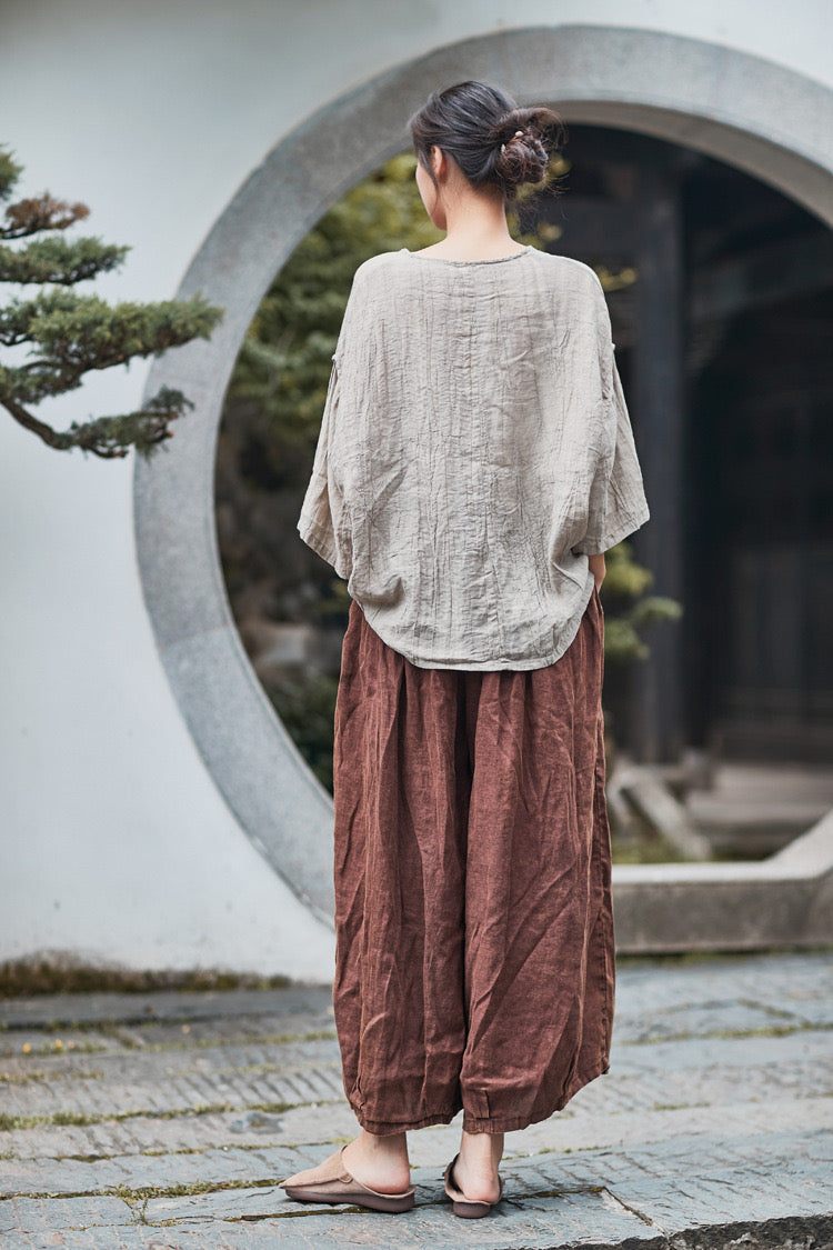 The Dao 道 of Zen 9-Point Top • V-Neck • Long Sleeves • Sand-Wash Texture • Flowy Qi
