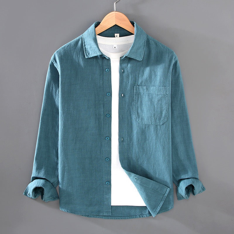 Tao One Tech™ • Yang Business Flow Shirt Jacket • Sunscreen Layer • All Season Layering • Naturally Wrinkle-Free • Ramie Cotton • Men’s Sizes M-3XL