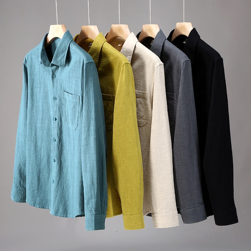 Tao One Tech™ • Yang Business Flow Shirt Jacket • Sunscreen Layer • All Season Layering • Naturally Wrinkle-Free • Ramie Cotton • Men’s Sizes M-3XL