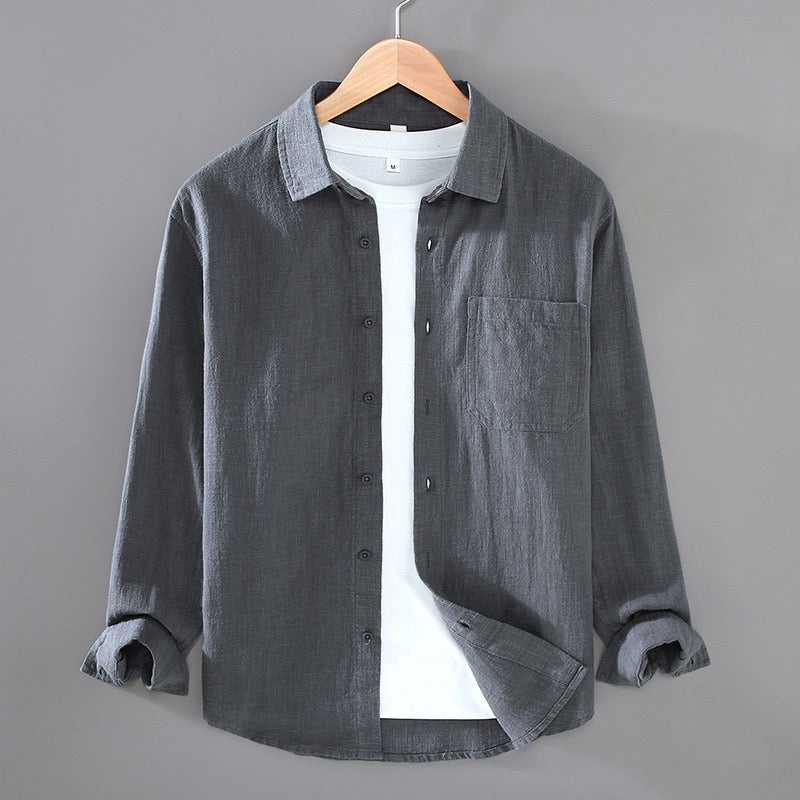 Tao One Tech™ • Yang Business Flow Shirt Jacket • Sunscreen Layer • All Season Layering • Naturally Wrinkle-Free • Ramie Cotton • Men’s Sizes M-3XL