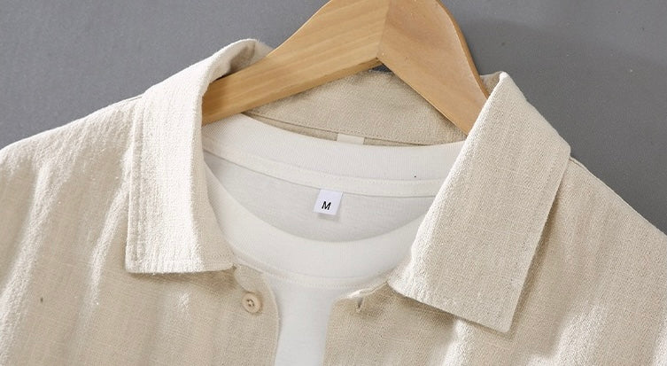 Tao One Tech™ • Yang Business Flow Shirt Jacket • Tech Pockets • Sunscreen Layer • All Season Layering • Naturally Wrinkle-Free • Ramie Cotton • Men’s Sizes M-3XL