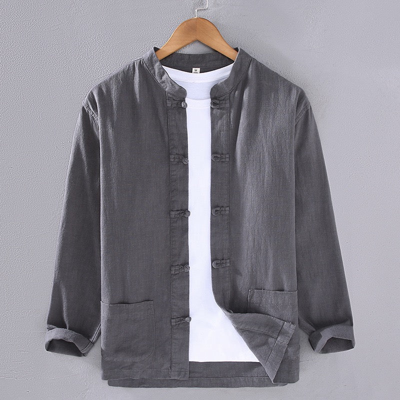 Tao One Tech™ • Business Qigong Shirt Jacket • Tech Pockets • Sunscreen Layer • All Season Layering • Naturally Wrinkle-Free • Ramie Cotton • Men’s Sizes M-3XL