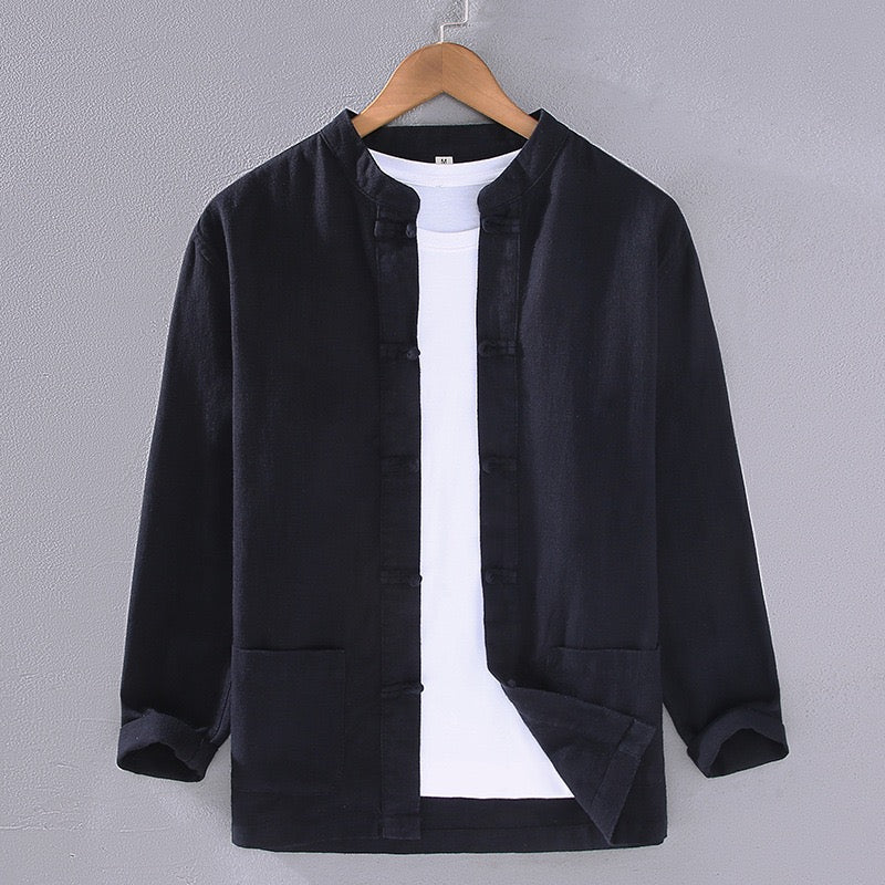 Tao One Tech™ • Business Qigong Shirt Jacket • Tech Pockets • Sunscreen Layer • All Season Layering • Naturally Wrinkle-Free • Ramie Cotton • Men’s Sizes M-3XL