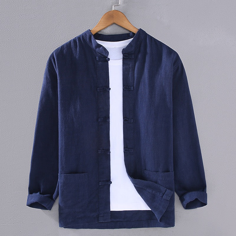 Tao One Tech™ • Business Qigong Shirt Jacket • Tech Pockets • Sunscreen Layer • All Season Layering • Naturally Wrinkle-Free • Ramie Cotton • Men’s Sizes M-3XL