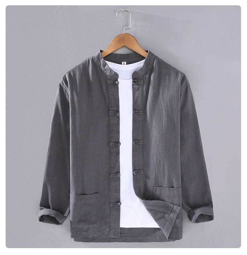 Tao One Tech™ • Business Qigong Shirt Jacket • Tech Pockets • Sunscreen Layer • All Season Layering • Naturally Wrinkle-Free • Ramie Cotton • Men’s Sizes M-3XL