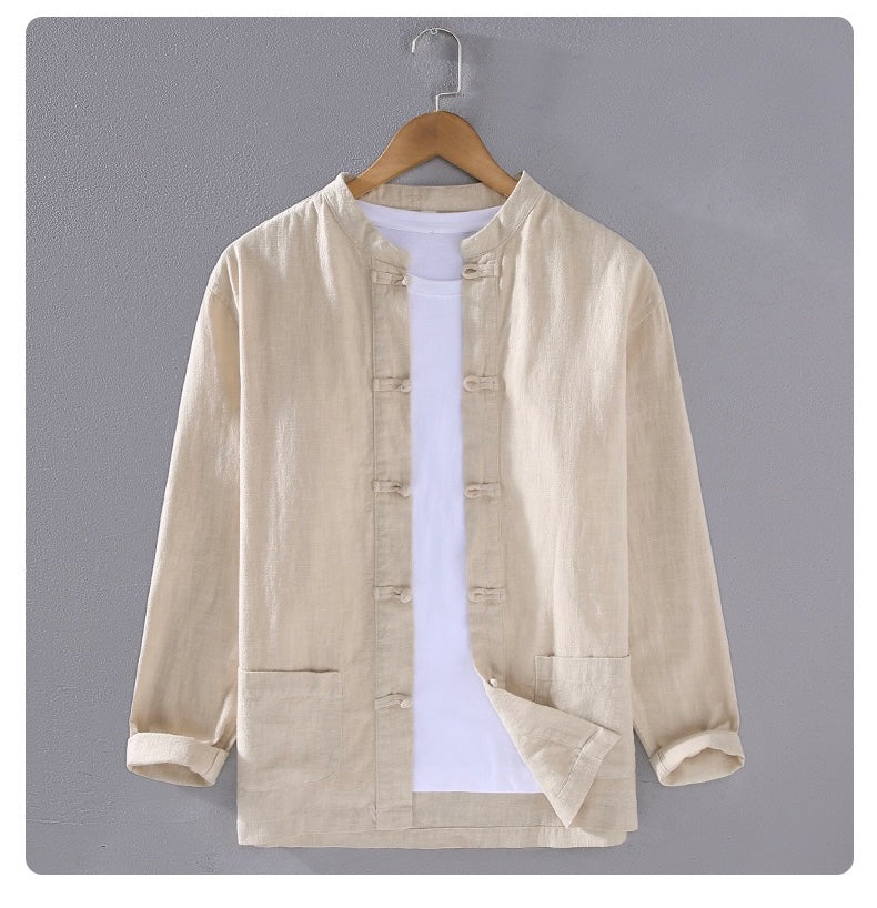 Tao One Tech™ • Business Qigong Shirt Jacket • Tech Pockets • Sunscreen Layer • All Season Layering • Naturally Wrinkle-Free • Ramie Cotton • Men’s Sizes M-3XL