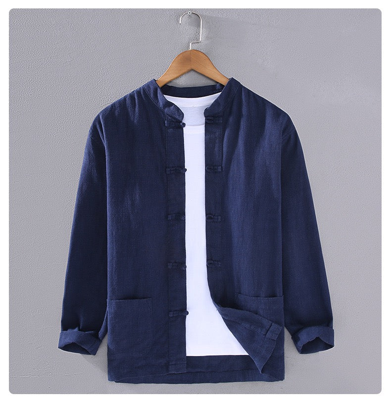 Tao One Tech™ • Business Qigong Shirt Jacket • Tech Pockets • Sunscreen Layer • All Season Layering • Naturally Wrinkle-Free • Ramie Cotton • Men’s Sizes M-3XL