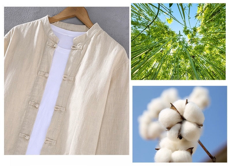 Tao One Tech™ • Business Qigong Shirt Jacket • Tech Pockets • Sunscreen Layer • All Season Layering • Naturally Wrinkle-Free • Ramie Cotton • Men’s Sizes M-3XL