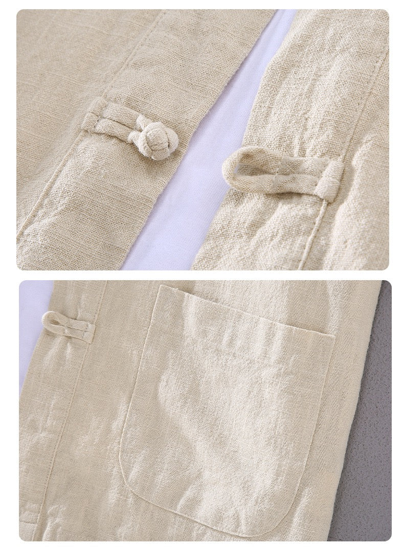 Tao One Tech™ • Heaven &amp; Earth Business Qigong Shirt Jacket • Tech Pockets • Sunscreen Layer • All Season Layering • Naturally Wrinkle-Free • Ramie Cotton • Men’s Sizes M-3XL