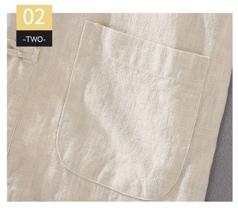 Tao One Tech™ • Heaven &amp; Earth Business Qigong Shirt Jacket • Tech Pockets • Sunscreen Layer • All Season Layering • Naturally Wrinkle-Free • Ramie Cotton • Men’s Sizes M-3XL
