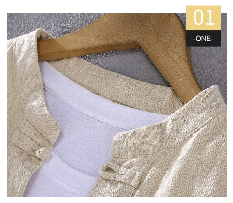 Tao One Tech™ • Heaven &amp; Earth Business Qigong Shirt Jacket • Tech Pockets • Sunscreen Layer • All Season Layering • Naturally Wrinkle-Free • Ramie Cotton • Men’s Sizes M-3XL